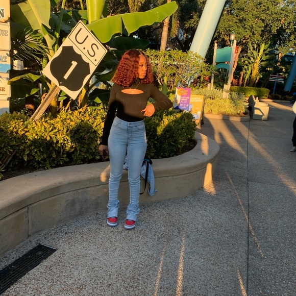 custom made stacked jeans with distressed bottoms - Picture 4 of 4